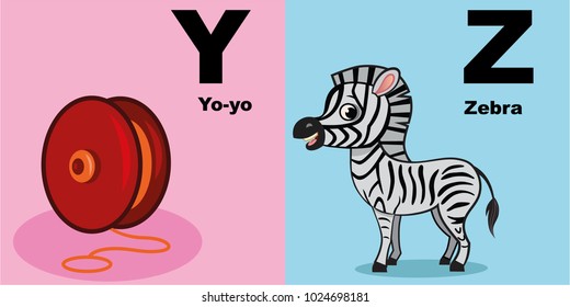 Vector illustration of alphabet kit which include y,z