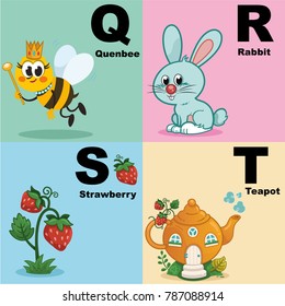 Vector illustration of alphabet kit which include q,r,s,t
