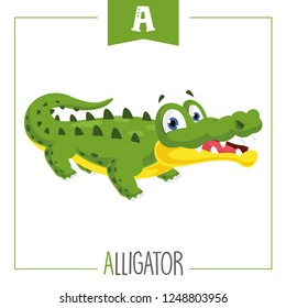 Vector Illustration Of Alphabet Letter A And Alligator