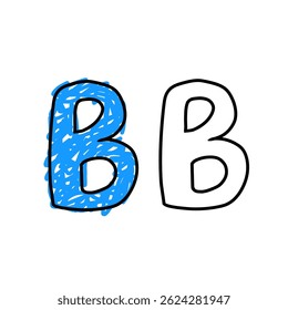 vector illustration of alphabet letter B suitable for learning content, coloring pages