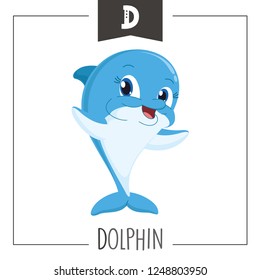 Vector Illustration Of Alphabet Letter D And Dolphin