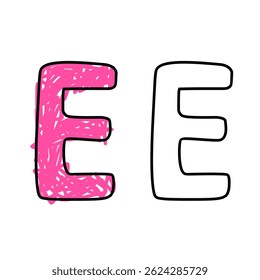 vector illustration of alphabet letter E suitable for learning content, coloring pages