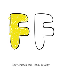 vector illustration of alphabet letter F suitable for learning content, coloring pages