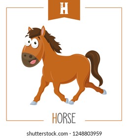 Vector Illustration Of Alphabet Letter H And Horse