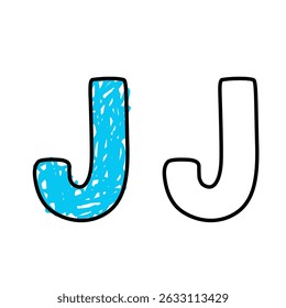 vector illustration of alphabet letter J suitable for learning content, coloring pages