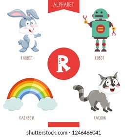 Vector Illustration Of Alphabet Letter R And Pictures