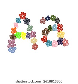 Vector illustration the alphabet letter A is in the shape of a flower
