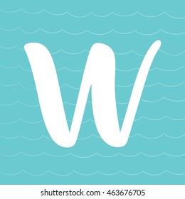 Vector illustration. Alphabet letter W