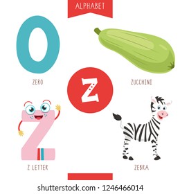 Vector Illustration Of Alphabet Letter Z And Pictures