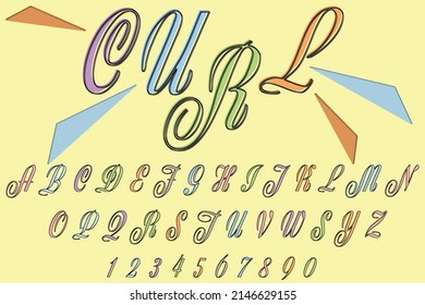 Vector illustration of alphabet letters and numbers. Multicolored letters and numbers with a black outline.