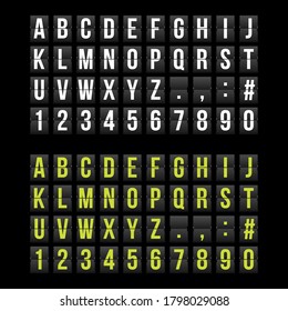 Vector illustration of alphabet and numbers in the style of airport scoreboard