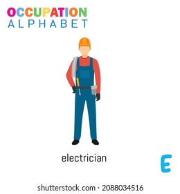 Vector Illustration of alphabet occupation with E letter. Suitable for Education purposes.