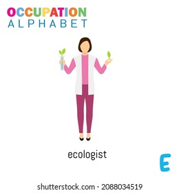 Vector Illustration of alphabet occupation with E letter. Suitable for Education purposes.