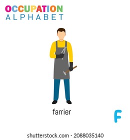 Vector Illustration of alphabet occupation with F letter. Suitable for Education purposes.