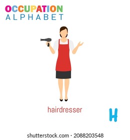 Vector Illustration of alphabet occupation with H letter. Suitable for Education purposes.