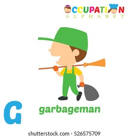 Vector Illustration of alphabet occupation.  Letter G for Garbageman