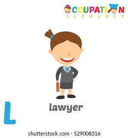 Vector Illustration of alphabet occupation. Letter L for Lawyer

