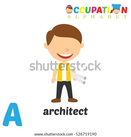 Vector Illustration of alphabet occupation. Letter A for Architect
