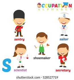 Vector Illustration of alphabet occupation with S letter
