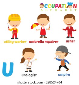 Vector Illustration of alphabet occupation with U letter.