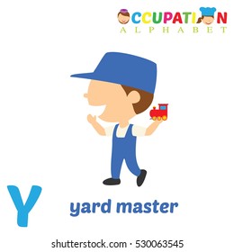 Vector Illustration of alphabet occupation. Y letter for Yard master