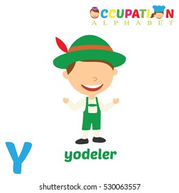 Vector Illustration of alphabet occupation. Y letter for Yodeler
