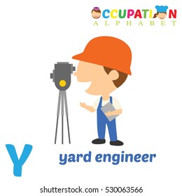 Vector Illustration of alphabet occupation. Y letter for Yard engineer