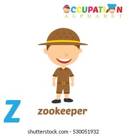 Vector Illustration of alphabet occupation. Z letter for Zookeeper