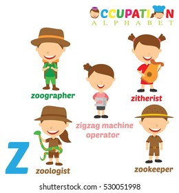 Vector Illustration of alphabet occupation with Z letter.