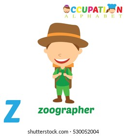 Vector Illustration of alphabet occupation. Z letter for Zoographer