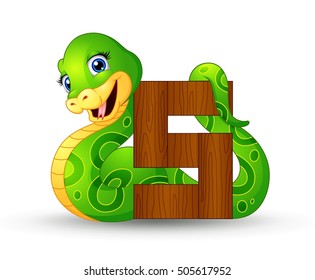 Vector illustration of Alphabet S with Snake cartoon