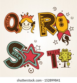 vector illustration of Alphabet set from Q to T