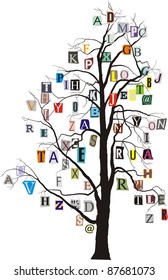 vector illustration of alphabet stylized tree