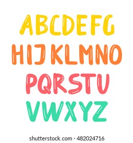 Vector illustration. Vector alphabet.Capital letters. Hand drawn letters. Letters of the alphabet written with a brush.