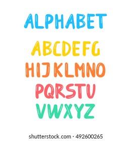 Vector illustration. Vector alphabet.Capital letters. Hand drawn letters. Letters of the alphabet written with a brush.