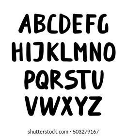 Vector illustration. Vector alphabet.Capital letters. Hand drawn letters. Letters of the alphabet written with a brush.