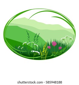 Vector Illustration. Alpine meadows.