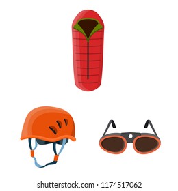 Vector illustration of alpinism and peak symbol. Collection of alpinism and camp stock vector illustration.