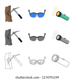 Vector illustration of alpinism and peak symbol. Set of alpinism and camp stock vector illustration.