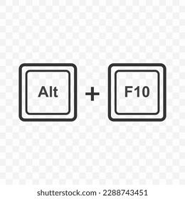 Vector illustration of Alt F10 icon in dark color and transparent background(PNG). Keyboard shortcut button.