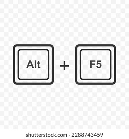 Vector illustration of Alt F5 icon in dark color and transparent background(PNG). Keyboard shortcut button.