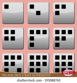 Vector illustration of alternative dice craps isolated on green background.