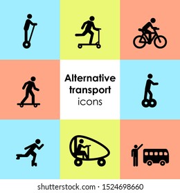 vector illustration of alternative transport icons set with electronic personal transportation devices symbols