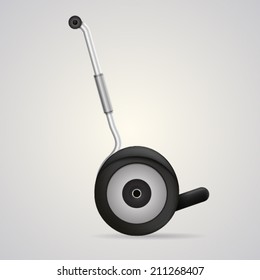 Vector illustration of alternative transport a side view. Gray steel alternative personal transport in move, a side view. Isolated vector illustration on gray background.