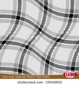 Vector illustration of alternative wavy fabric "TARTAN" seamless pattern. With high detail made fabric texture.