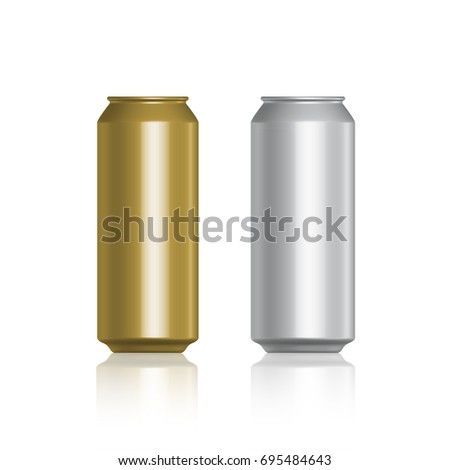 Vector illustration of an aluminum can for beer in gold and silver design