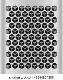 Vector illustration of an aluminum computer grill. Air vents of a Desktop computer for cooling. Personal Computer style