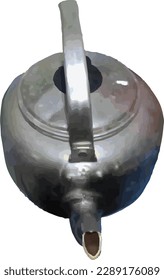 ilustración vectorial de un hervidor de agua de aluminio sobre un fondo blanco