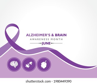 Vector Illustration of Alzheimer's and Brain Awareness Month in June. It is an irreversible, progressive brain disorder that slowly destroys memory and thinking skills. 