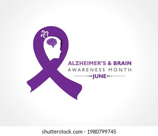 Vector Illustration of Alzheimer's and Brain Awareness Month in June. It is an irreversible, progressive brain disorder that slowly destroys memory and thinking skills. 